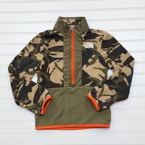 The North Face Youth Camo Printed Glacier 1/4 Zip Fleece Top Size XS 6 Green/Tan